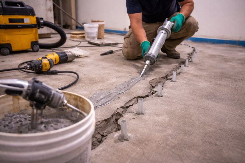 Cracked Basement Floor Repair in Brighton, MI