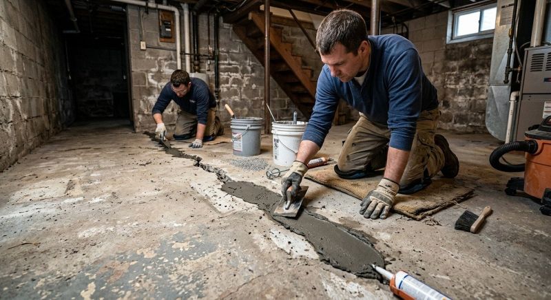 Cracked Basement Floor Repair in Brighton, MI