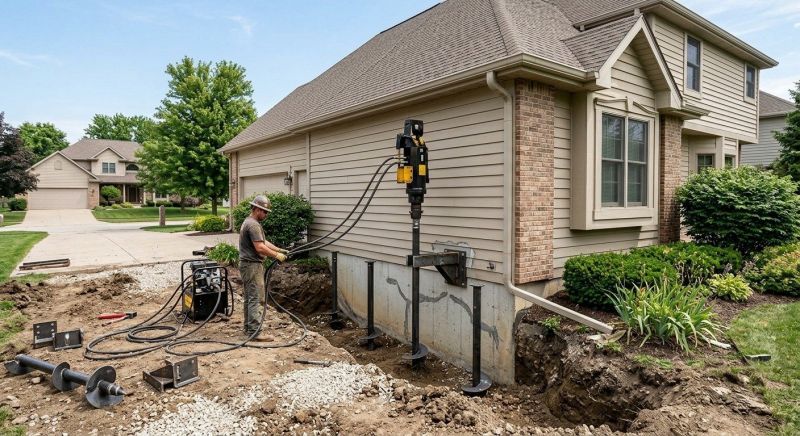 Helical Piers Installation in Brighton, MI